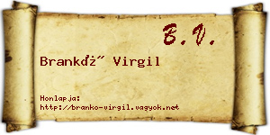 Brankó Virgil névjegykártya